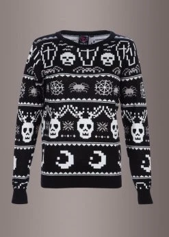 Too Fast Clothing Black Label Undead Skull Ugly Christmas Sweater