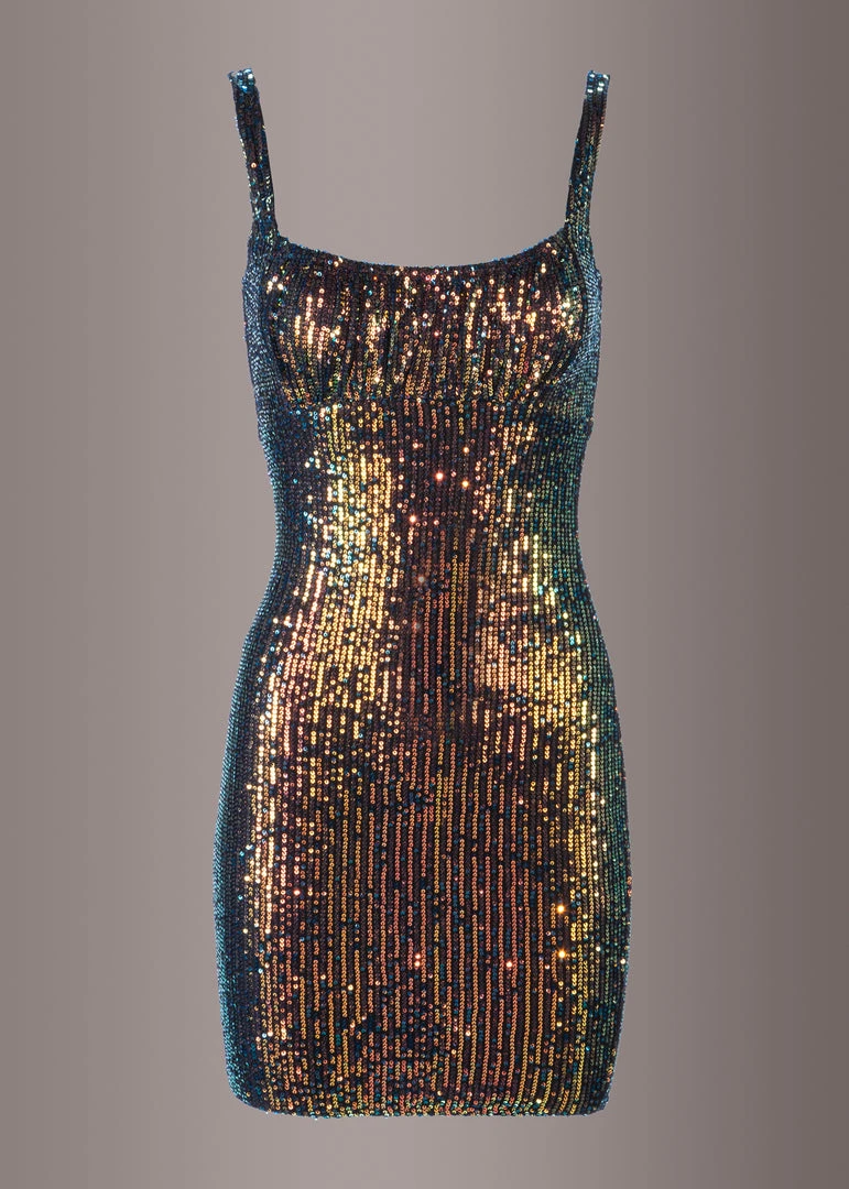 Pretty Attitude Sleeveless Golden Mermaid Sequin Dress