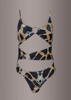 Pretty Attitude Hot Stuff Snakeskin Cutout Monokini Swimsuit