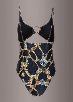 Pretty Attitude Hot Stuff Snakeskin Cutout Monokini Swimsuit