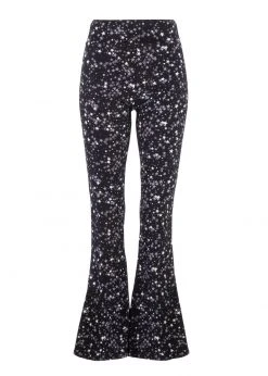 Pretty Attitude White Label Stardust Star Print Bell Bottoms High Waisted Flared Wide Leg Pants
