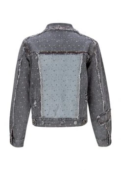 Pretty Attitude Oversized Denim Jacket With Star Print White Label