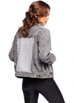 Pretty Attitude Oversized Denim Jacket With Star Print White Label