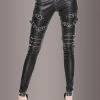 Pretty Attitude Blackend Faux Leather Pants With Zippers And Buckles Black Label