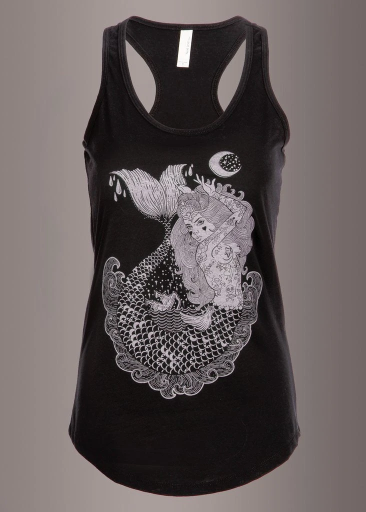Pretty Attitude Black Label Mermaid Vibes Black Loose Fit Tank Top