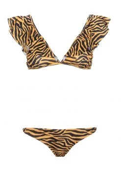Pretty Attitude White Label Heat Wave Tiger Print Two Piece Bikini Set