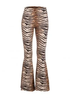 Pretty Attitude White Label Wild Life Tiger Animal Print Flared Bell Bottom Pants