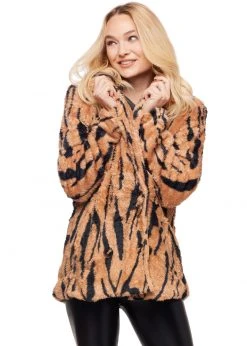 Pretty Attitude Zebra Print Faux Fur Coat White Label