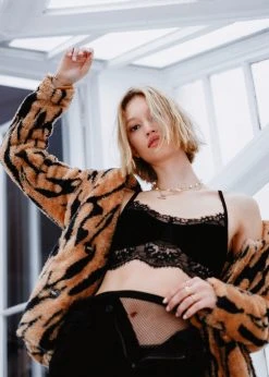 Pretty Attitude Zebra Print Faux Fur Coat White Label