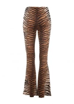 Pretty Attitude White Label Wild Life Tiger Animal Print Flared Bell Bottom Pants