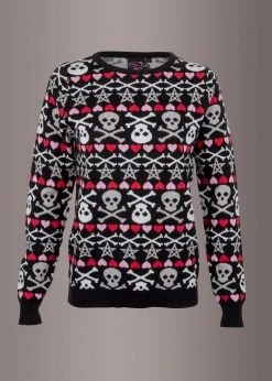 Too Fast Clothing Hearts And Skulls Ugly Christmas Sweater
