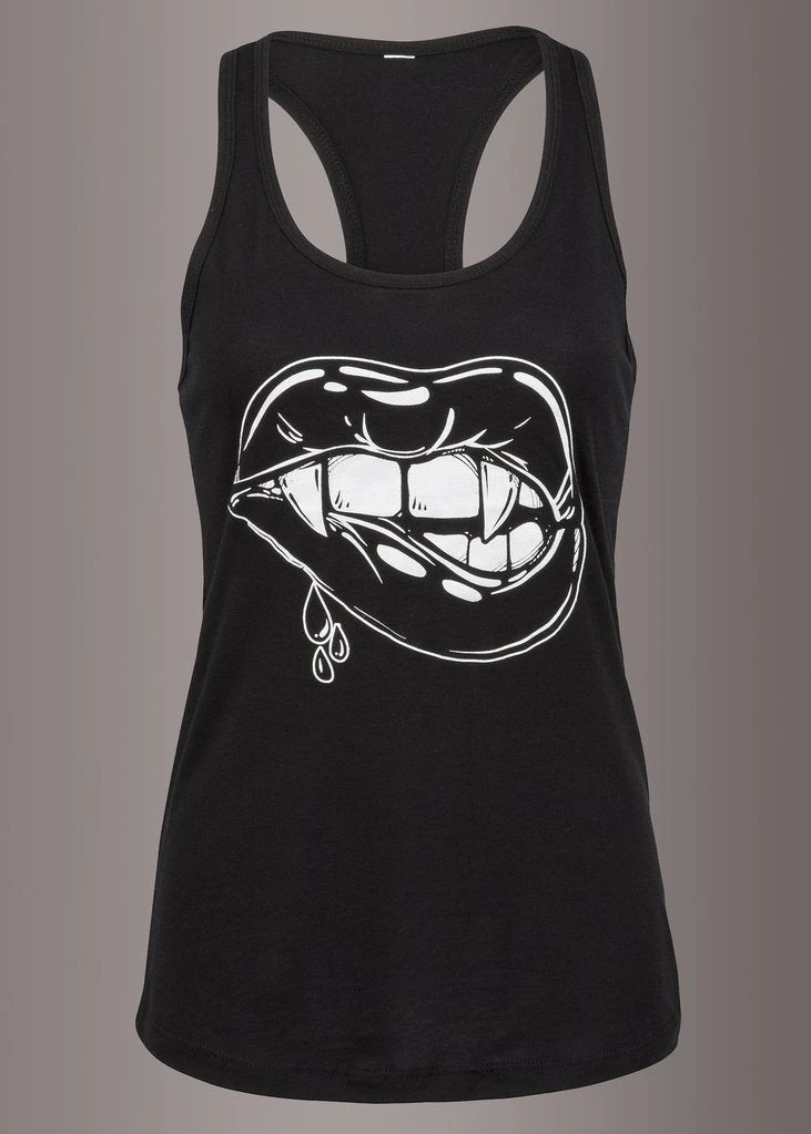Pretty Attitude Love Bites Vampire Lips Tank Top Black Label
