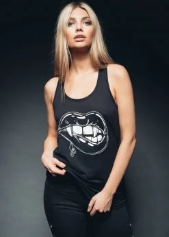 Pretty Attitude Love Bites Vampire Lips Tank Top Black Label