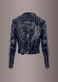 Pretty Attitude Black Label Black Night Vegan Leather Moto Jacket With Studs