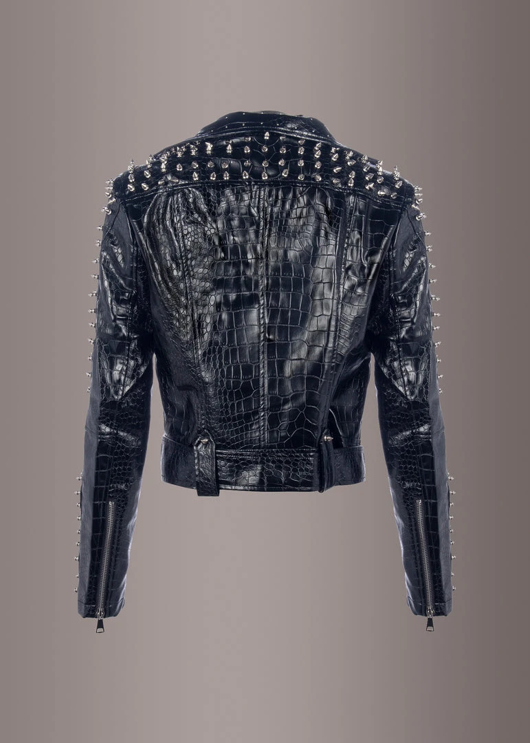Pretty Attitude Black Label Black Night Vegan Leather Moto Jacket With Studs