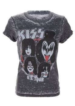 White Label KISS US Tour Acid Wash Band Tee By Recycled Karma