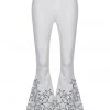 Pretty Attitude White High Waist Bell Bottom Flare Jeans With Star Embroidery White Label