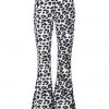 Pretty Attitude White Label Black And White Leopard Flared Bell Bottoms