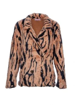 Pretty Attitude Zebra Print Faux Fur Coat White Label
