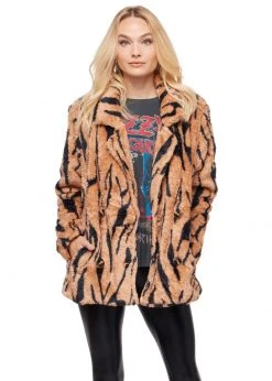 Pretty Attitude Zebra Print Faux Fur Coat White Label